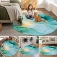 thumbnail image 5 of Teal Marble Large Round Rug 8 FT, Non Slip Living Room Area Carpet, Abstract Art Modern Ink Painting Washable Soft Circle Rug Non-Shedding Floor Carpet for Bedroom Office Dining Room, 5 of 9