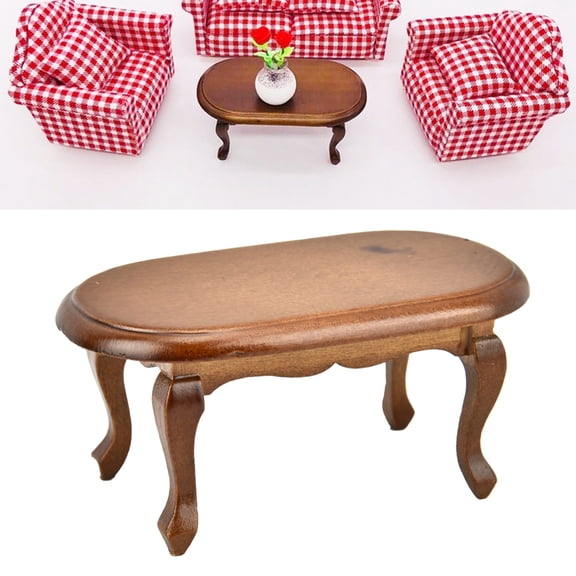 Tebru 1:12 Pocket Wooden Tea Desk Coffee Table Model Wonderful Living Room Accessories, Wooden Tea Table, Mini Tea Table
