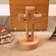 thumbnail image 2 of Colgante de madera maciza decoración cruz decoración productos de madera creativos colgante de madera creativo (cruz de base redonda de haya), 2 of 8
