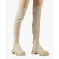 thumbnail image 3 of Women Over The Knee Thigh Low Chunky Heel Boots Round Toe Side Zip Knit Sock Long Boot Platform Thigh High Boots Ladies Wide Calf Knee High Boots, 3 of 5