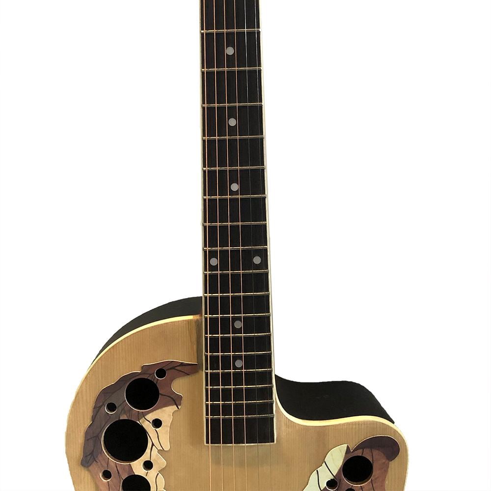 Tcbosik 41 Inch Cutawary Round Back Acoustic Guitar Spruce Top Grape Hole Burlywood