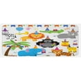 thumbnail image 1 of Birthday Kitchen Mat, Jungle Wild Safari Animals in Cartoon Pattern with Party Hats Flags Image, Plush Decorative Kitchen Mat with Non Slip Backing, 47" X 19", Multicolor, by Ambesonne, 1 of 1