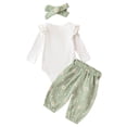 thumbnail image 2 of vastwit Baby Girls Clothes Outfits Infant Long Sleeve Romper Bodysuit & Pants & Headband Set Light Green 12-18 Months, 2 of 7