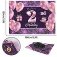thumbnail image 2 of PAKBOOM Happy 2nd Birthday Banner Backdrop - 2 Birthday Party Decoration Supplies for Girls - Pink Purple Gold 4 x 6ft, 2 of 3