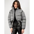 thumbnail image 4 of Veste Matelassée Courte pour Femmes, Manteau d'Extérieur, Gris Argenté, L, 4 of 7