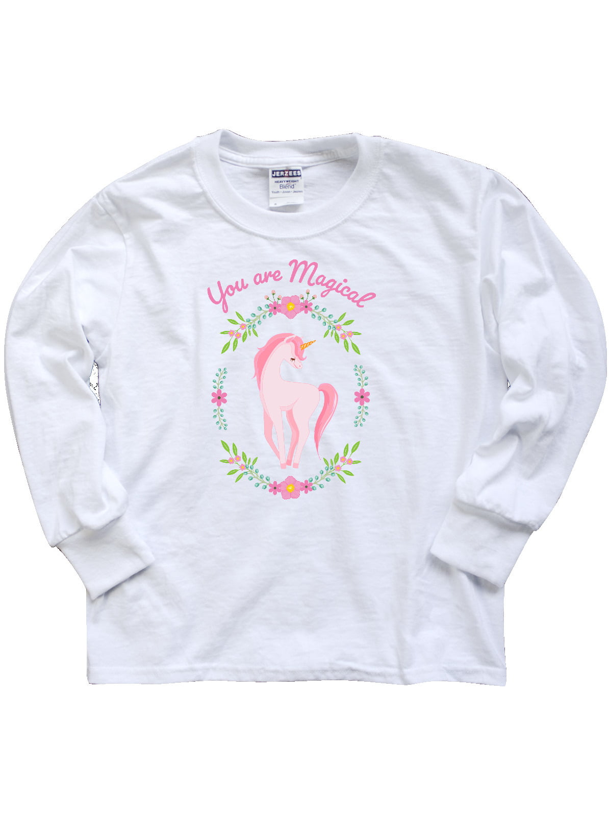 Baby Girl Cream Long Sleeve T Shirt with Unicorn & “You are Magical” detail