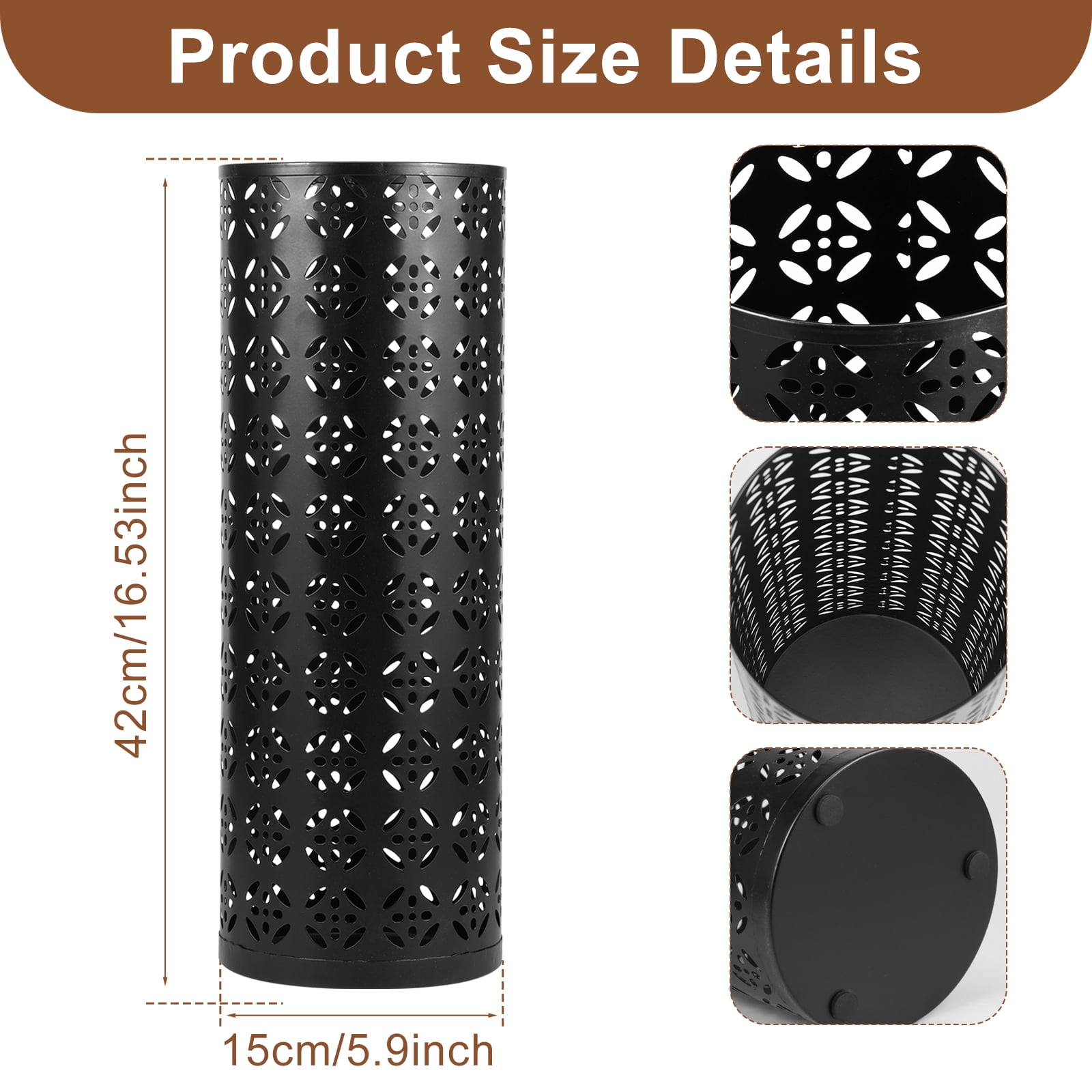 16.5 x 6inch Umbrella Stand Rack,Metal Umbrella Holder Freestanding Umbrella Stand Round Umbrella Holder Bin Waterproof Umbrella Storage Rack Indoor Walking Stick Holder for Home Entryway Office