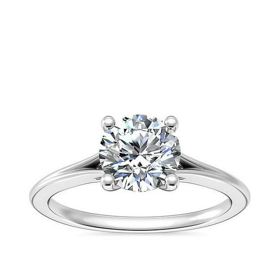 1.00 Carat Elegant Solitaire Engagement Ring in Brilliant Round Natural Diamond for Women Solid 14K White Gold Size 7