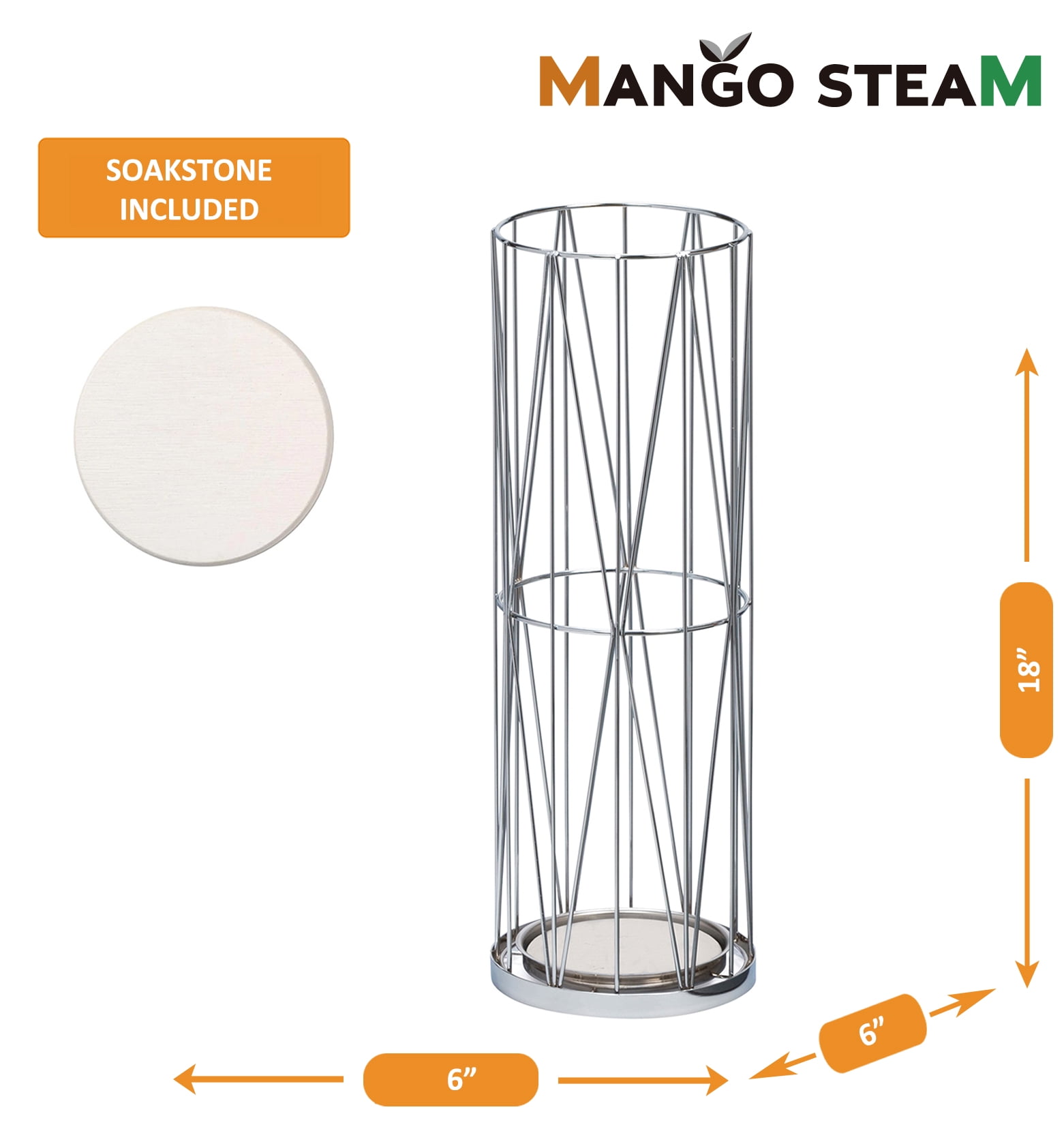 Mango Steam Pluvian Soakstone Metal Umbrella Holder For Living Room or Entryway, Silver