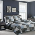 thumbnail image 3 of Beartech Full/Queen Plaid Quilt Set Bedding Blue Black Stripe Checkered Patchwork Bedspread Reversible Coverlet Soft Microfiber Quilt, 3 of 7