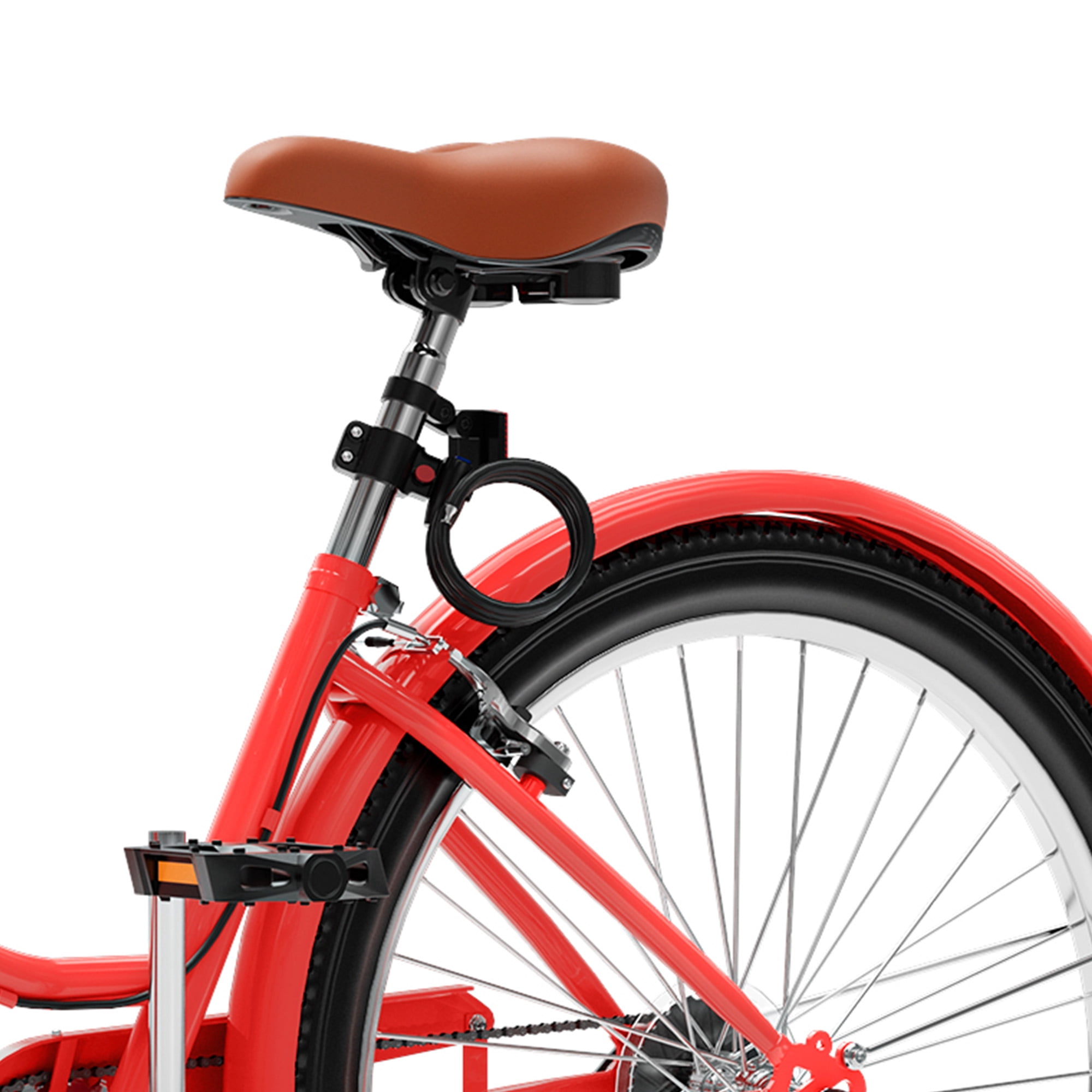 Uforic24'' Beach Cruiser Bike, 7-Speed, Step-Through Bicycle for Men & Women, Steel Frame, Orange