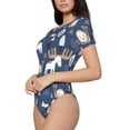 thumbnail image 2 of Daiia Forest Elk print Women's Crew Neck Short Sleeve Bodysuit Fashion Tops Fit Casual Basic Extender Bodysuit-XX-Large, 2 of 9