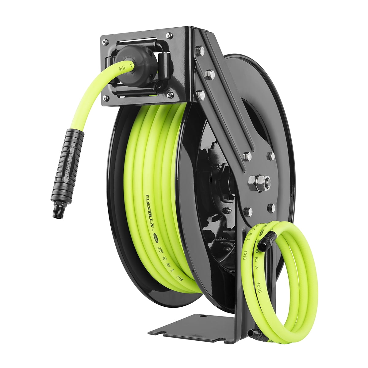 Flexzilla® Retractable Air Hose Reel, Open Face, Single Axle Arm, 3/8" x 50', ZillaGreen™