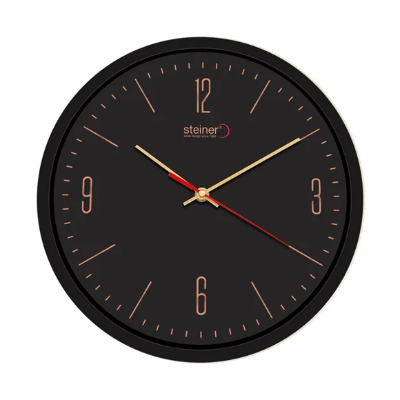 Reloj De Pared Análogo Steiner Colors, Movimiento Silencioso Ø 30 Cm Negro
