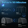 thumbnail image 2 of ADVANCE OUTDOOR 7x12 ft Outdoor Storage Shelter Shed with 2 Detachable Roll-up Doors & 2 Vents, Anti-Snow Portable Peak Roof Carport Garage Kit Canopy Tent Gray, 2 of 5