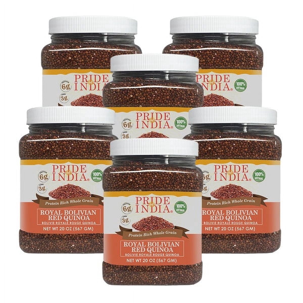 Pride of India - Pack of 6 - Royal Bolivian Red Quinoa, 1.25 lbs Jars, Protein Rich, Gluten-Free Quinoa Whole Grain