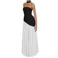 thumbnail image 2 of Strapless Halter Drop Waist Bridesmaid Dresses for Women with Scarf Split Formal Evening Black L, 2 of 7