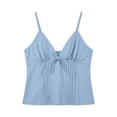 thumbnail image 4 of Adeawade Women Tank Tops Sleeveless Summer Camisole Top With Bow Knot Spaghetti Straps Slim Going Out Top Trend Clothes Light Blue M, 4 of 4