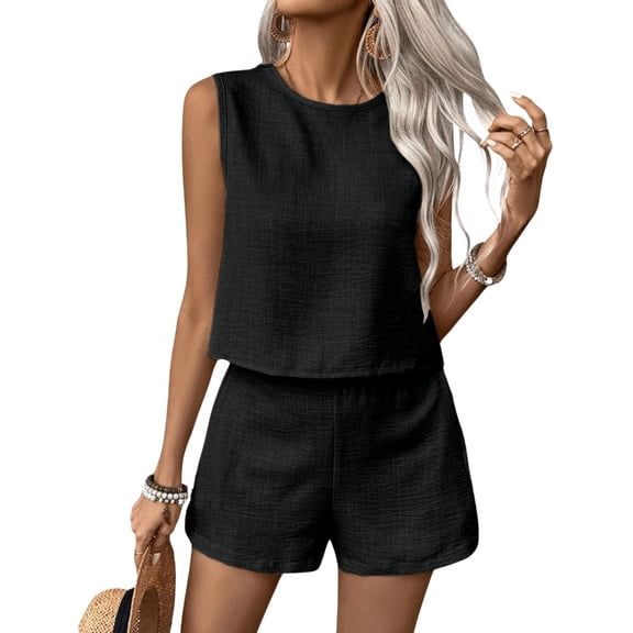 Misright Women's two-piece vacation sleeveless vest and shorts set