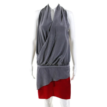 

Pre-owned|Dolce Vita Womens Silk Cowl Neck Color Block Dress Gray Red Size Extra Small