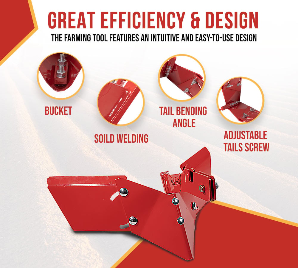15683 Hiller-Furrower Attachment for Rear Tine Tillers, Adjustable Wing, Three Kinds of Connection, Garden Tiller for Large and Small Areas of Land Cultivation & Clean Lands