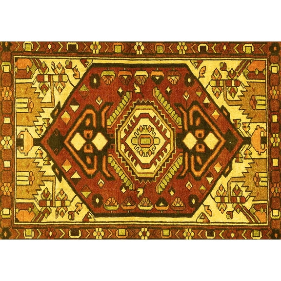 Ahgly Company Indoor Rectangle Persian Yellow Traditional Area Rugs, 5' x 7'