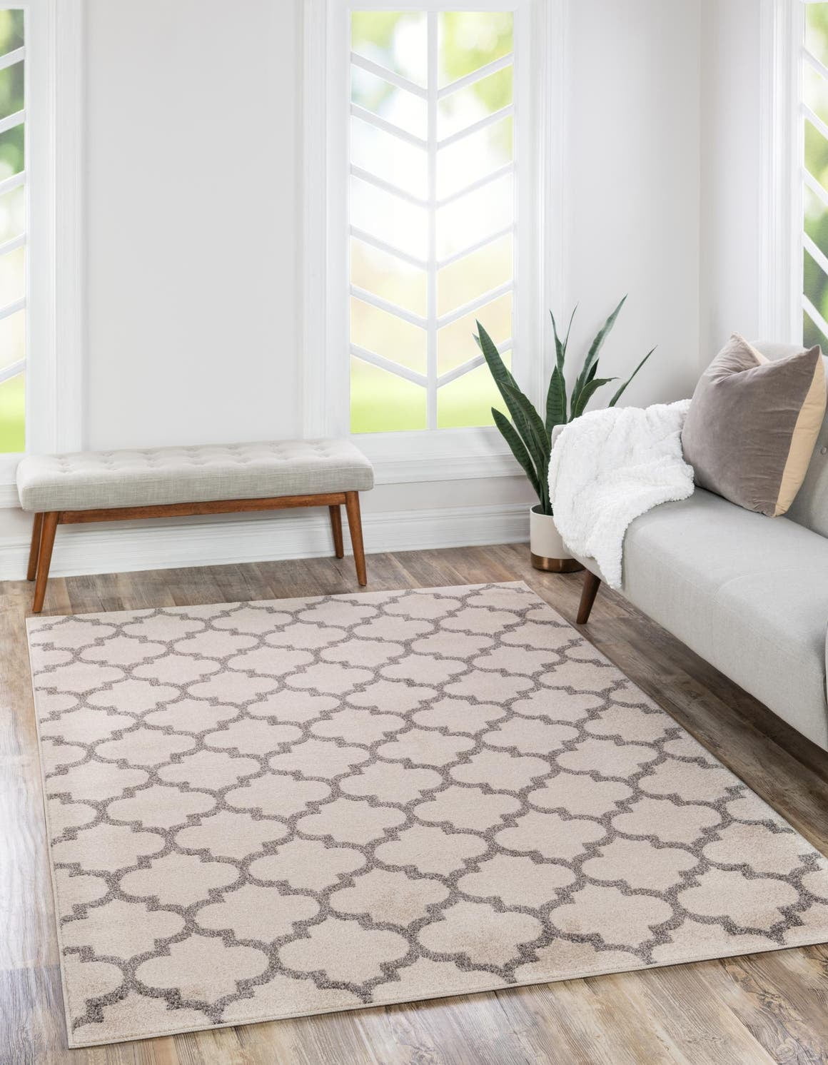 Unique Loom Philadelphia Trellis Rug , 5' 1" x 8' 0" ,Beige and Gray