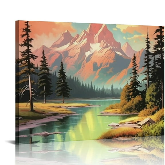 ARISTURING Grand Teton National Park Poster Art Print Retro Mountain Lake Wall Art Poster Vintage Decor Nature Landscape Picture For Bedroom Office Home Grand Teton