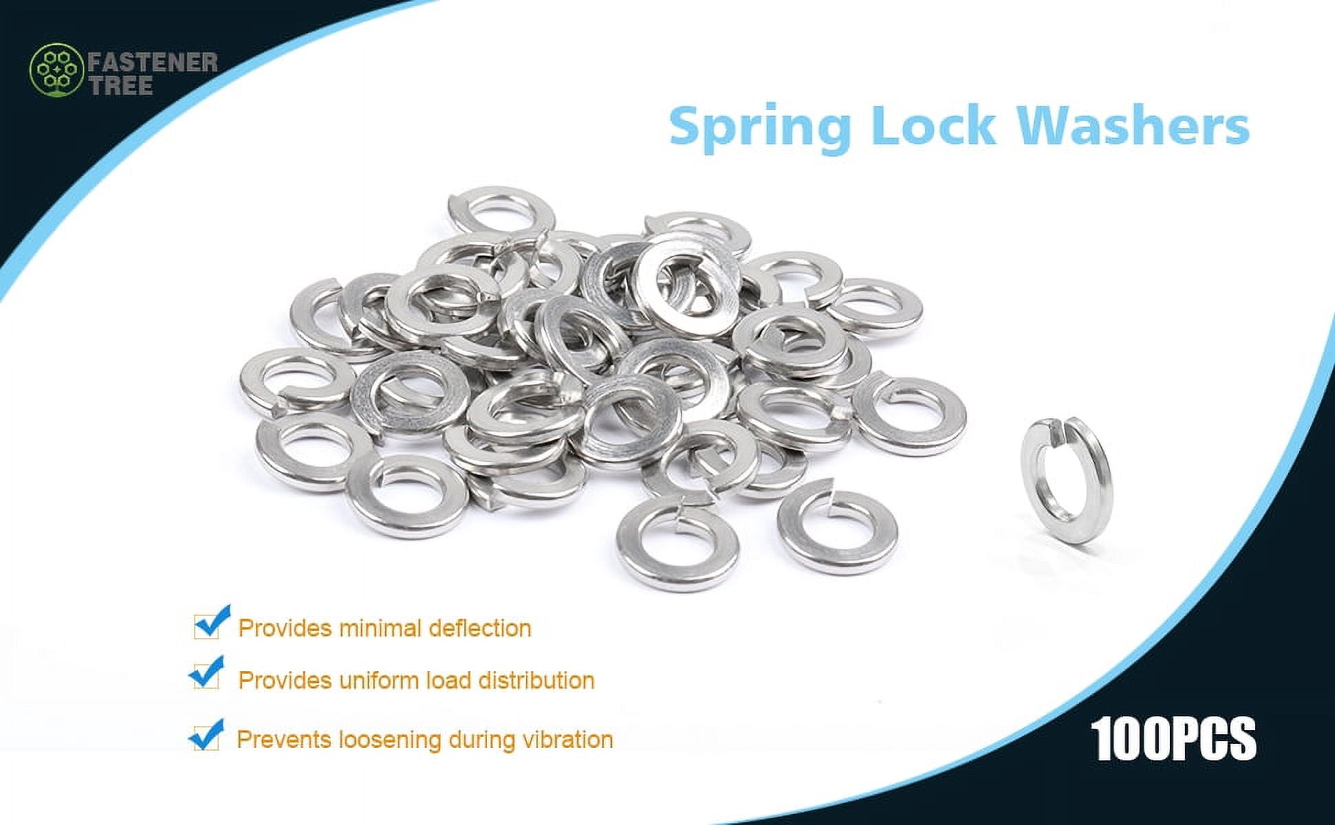 FASTENER TREE M10 Split Lock Washers, 304 Stainless Steel Spring Lock Washer for Bolts, 50 Pieces