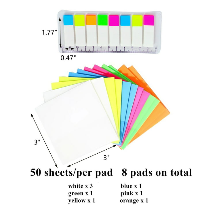 Transparent Sticky Notes Clear Translucent Sticky Tabs 3x3 Waterproof  Book Annotation Supplies for Home Office School 560 Pcs 