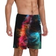 thumbnail image 2 of Fotbe Neon Spectrum Cat Portrait Pantalones Cortos de Pijama para Hombre, Ropa de Dormir, Pantalones de Pijama Cortos para Hombre-3X-Large, 2 of 6