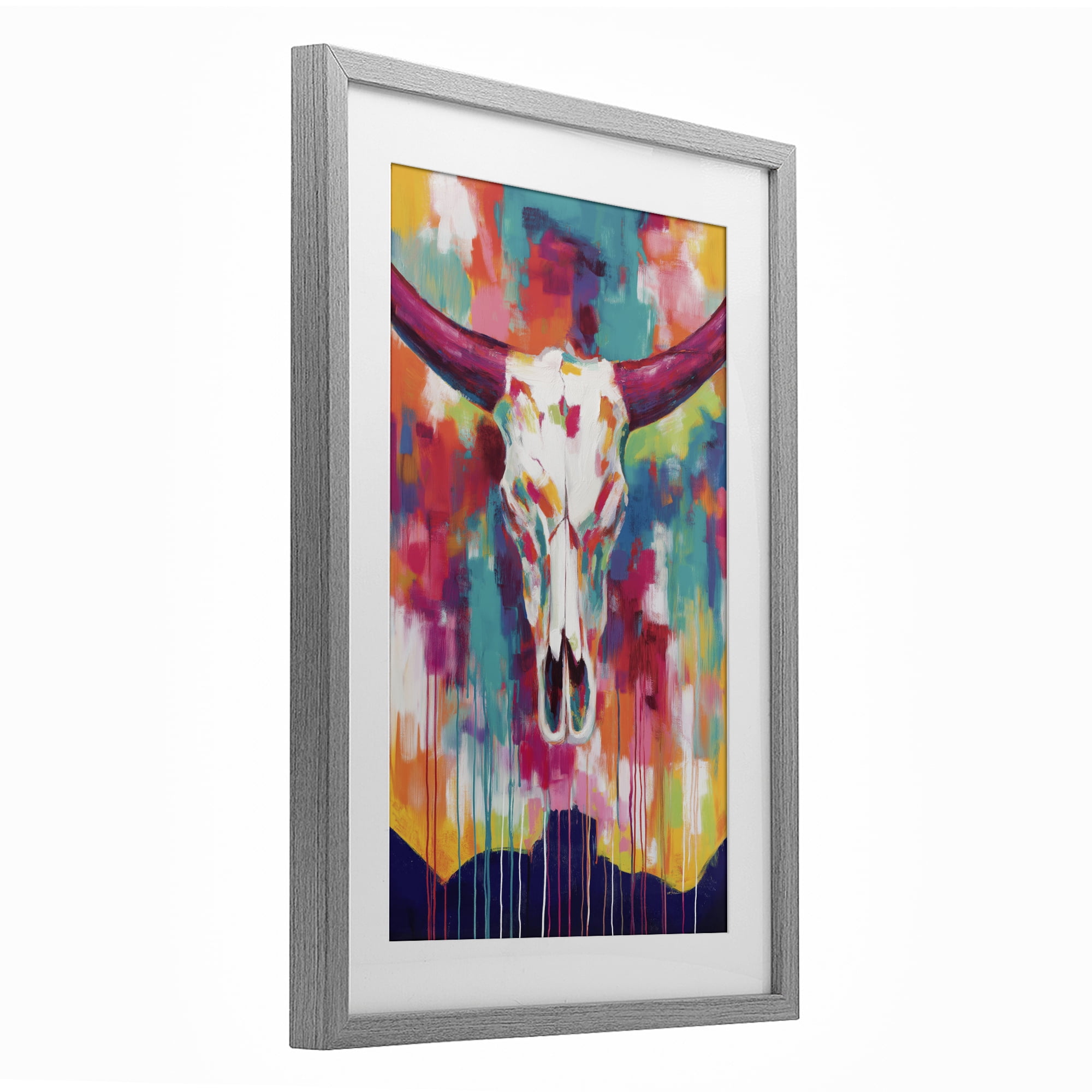 Stupell Industries Spirit Of The West Skull Gray Framed Print Under Glass, design by Chromatic Storm Studio