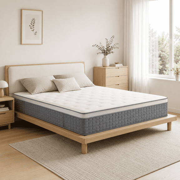 GREOO 14''King Mattress Extra Firm Hybrid Mattress with Cooling Gel Memory Foam and Pocketed Springs,Euro Top