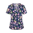 thumbnail image 1 of Top exfoliante con cuello en V para mujer, Uniforme de Trabajo de enfermera con bolsillos laterales, camiseta cómoda y duradera para tienda de SG, 1 of 8