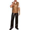 thumbnail image 2 of INSPIRE CHIC Faux Leather Vest for Men's Motorcycle Biker Sleeveless Jacket Zipper Riding PU Vest L Brown, 2 of 5