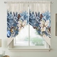 thumbnail image 2 of Blue Christmas Poinsettia Swag Valances for Windows 2 Pack, Kitchen Window Curtains 36 Inch Length, Xmas Botanical Balls Snowflake Rustic Privacy Swag Curtains for Living Room/Bathroom 36"x36", 2 of 8