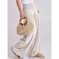 thumbnail image 3 of Pantalones Palazzo ANRABESS de lino, cintura alta, color albaricoque, para mujer, 3 of 8