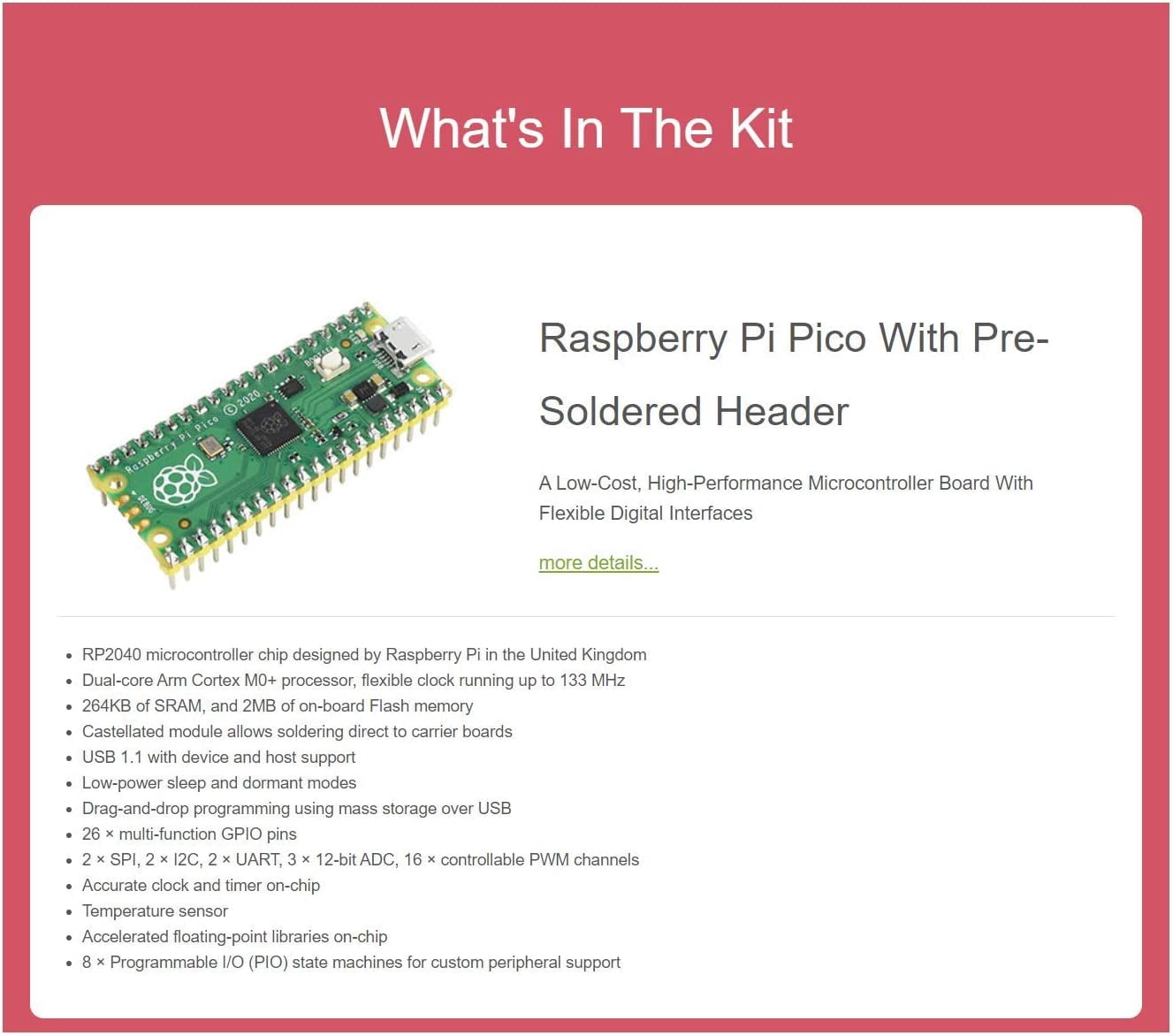for Pico Evaluation Kit B Include Pi Pico Board with Pre-Soldered Header,1.14inch RGB Color LCD, 10DOF IMU Sensor Module,Dual GPIO Expander,Breadboard