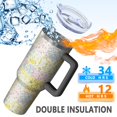 thumbnail image 5 of 40oz Pioneer Flower Floral Print Pattern Insulated Tumbler with Handle, BPA-Free Leak Proof Lid and Straws, Double Wall Vacuum, Hot 12h/Cold 34h, 5 of 6