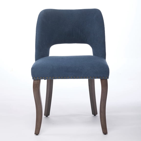 GOMYHOME Dining Chairs Set of 2, Upholstered Fabric Chairs with Solid Wood Legs, Blue