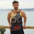thumbnail image 6 of Gukieu Maple Leaf Meditating Squirrel Print Men's Quick Dry Fitness Vest, Round Neck Sleeveless Fitness Bodybuilding Top-Large, 6 of 7