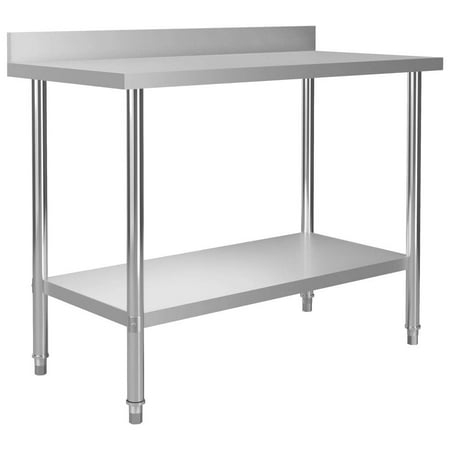 

WONISOLI Kitchen Work Table with Backsplash 47.2 x23.6 x36.6 Stainless Steel
