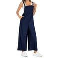 thumbnail image 4 of SOMER Women’s Jumpsuit Overalls Adjustable Strap Loose Fit Romper with Pockets Casual Bib-Style Maternity Friendly Plus Size Navy Blue, 4 of 7