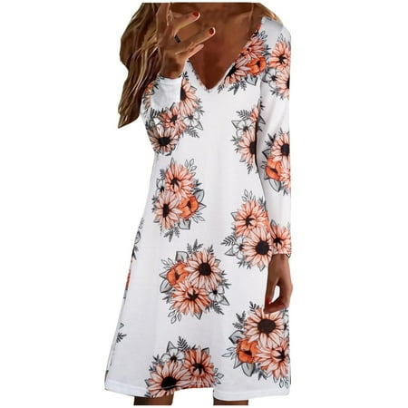 

Juebong Women s Casual Sexy Fashion Printed Slim Fit V-Neck Long Sleeve Knee- High Dress