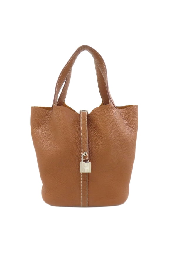 Pre-Owned Hermes Picotin Lock MM Gold Silver Hardware Handbag Taurillon Leather Women's HERMES