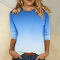 thumbnail image 5 of Fmbrln Womens Plus Size 3/4 Sleeve T-Shirts Fashion Crew Neck Basic Tops Casual Loose Gradient Print Tees Blouse Multicolor S, 5 of 5