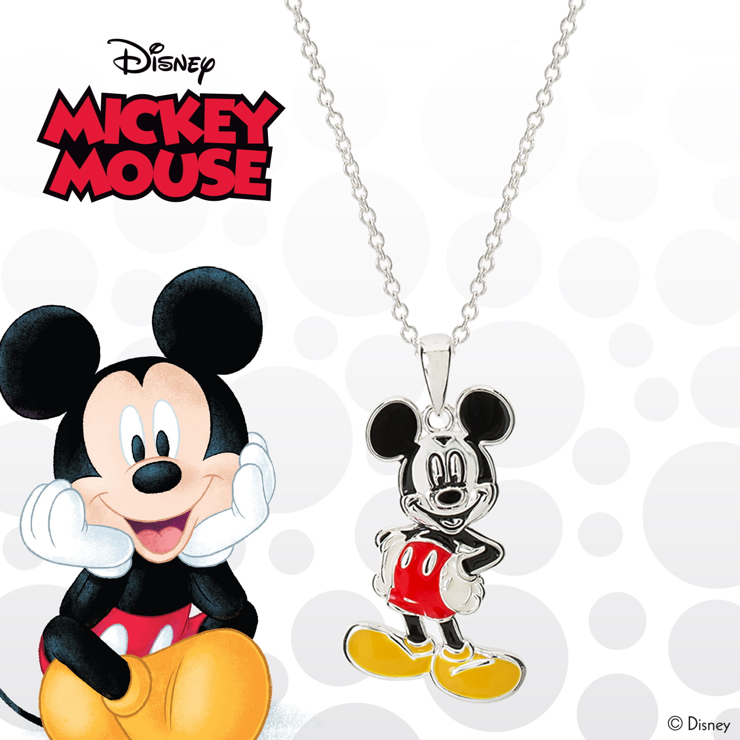 Silver necklace with cubic zirconia - Mickey Mouse, love, Disney - Ref No  AP528-0161 / Apart