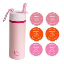 Paris Hilton x Vitapod Daily Wellness System - That's Hot Pink 22oz Pearlescent Water Bottle & 6 Drink Mix Pod Sampler, Includes BEAUTY , HYDRATION , and ENERGY  Functional Drink Mix Pods