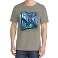 thumbnail image 2 of Wild Bobby, Owl Flying at Night In Front of the Moon, Animal Lover, Garment-Dyed Washed Look Short Sleeve T-Shirt, Sand, 2XL, 2 of 3