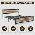 IKIFLY King Size Metal and Wood Bed Frame / Industrial Platform Bed